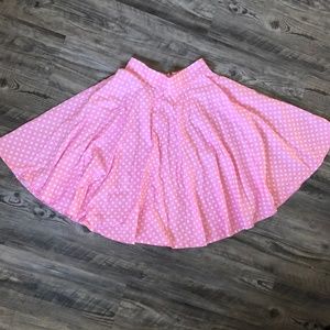 Full Swing Pink and White Polka Dot Circle Skirt
